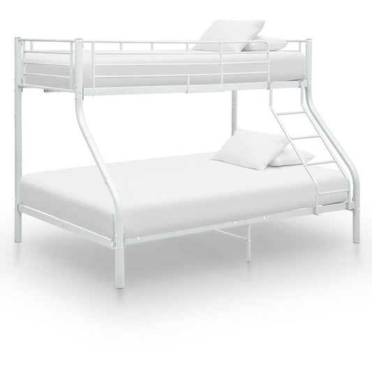 vidaXL Bunk Bed Frame without Mattress White Metal 140x200 cm/90x200 cm 1