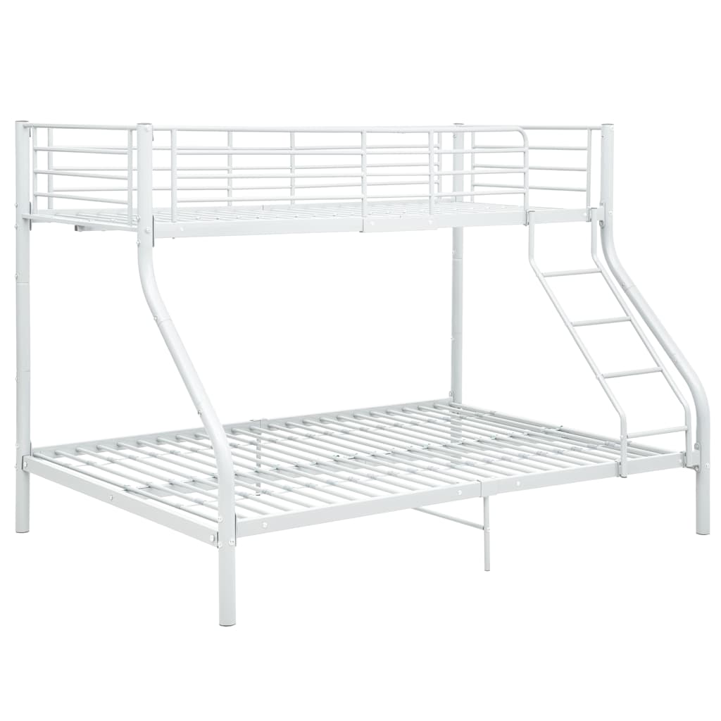 vidaXL Bunk Bed Frame without Mattress White Metal 140x200 cm/90x200 cm 2