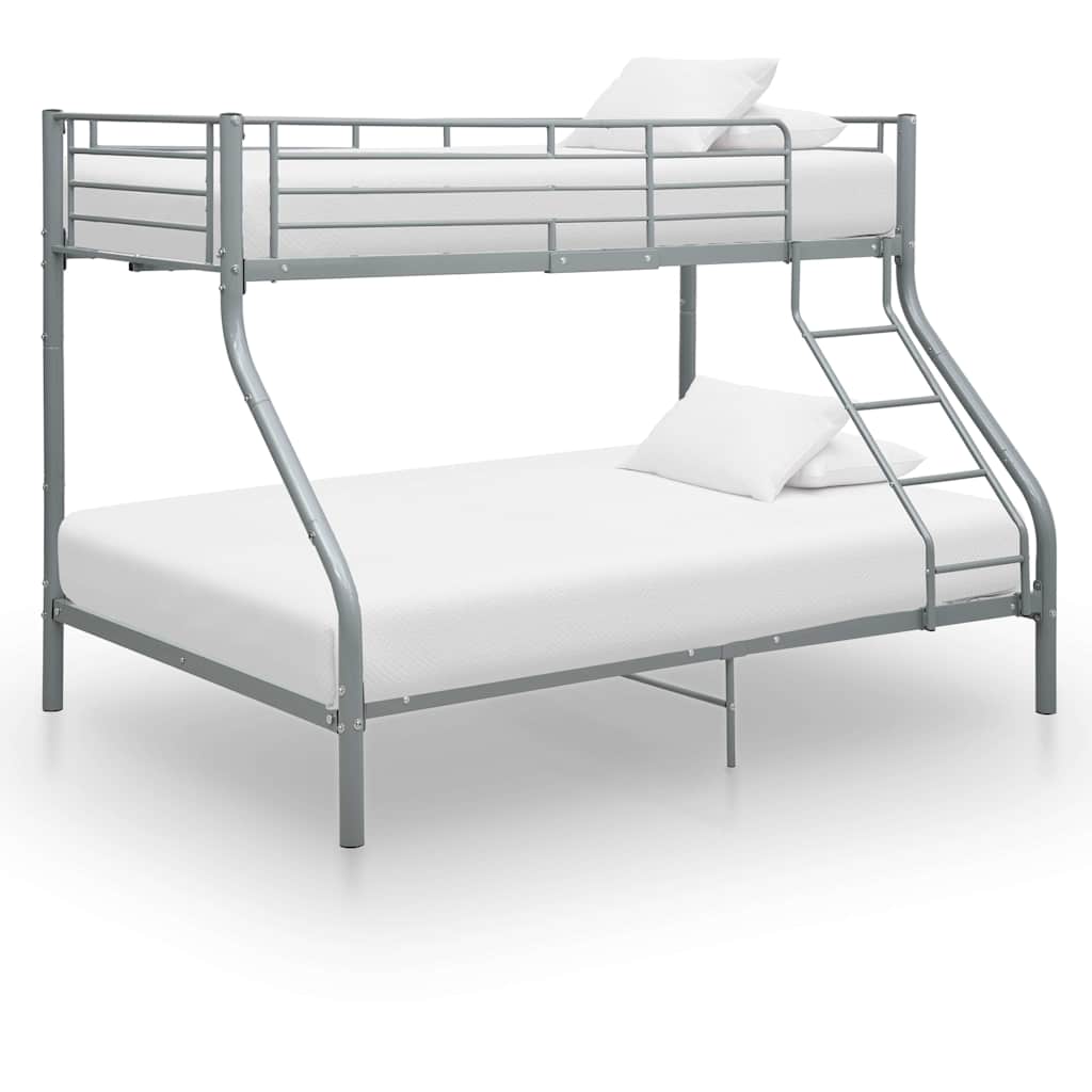 vidaXL Bunk Bed Frame without Mattress Grey Metal 140x200 cm/90x200 cm 1