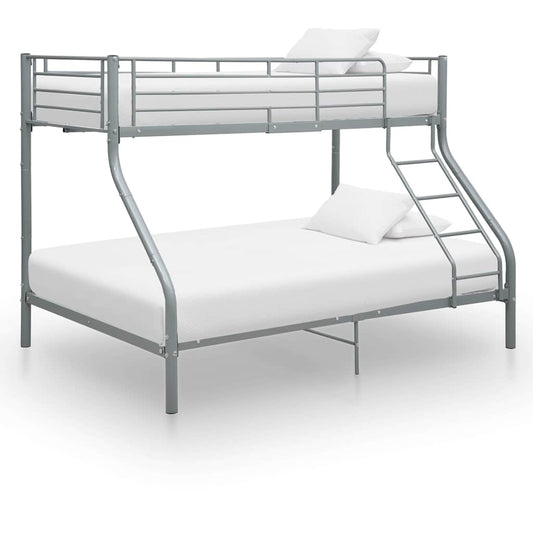 vidaXL Bunk Bed Frame without Mattress Grey Metal 140x200 cm/90x200 cm 1