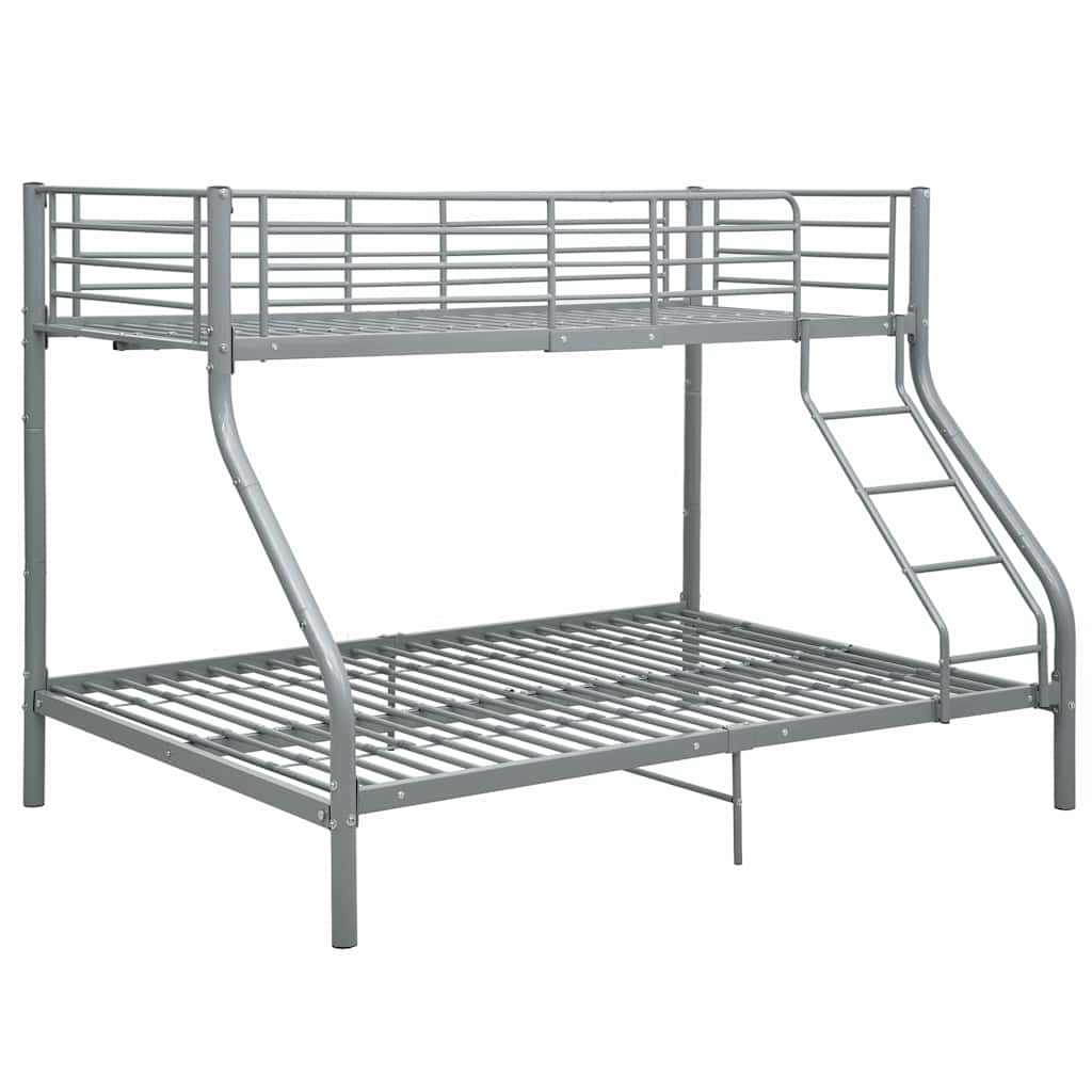 vidaXL Bunk Bed Frame without Mattress Grey Metal 140x200 cm/90x200 cm 2