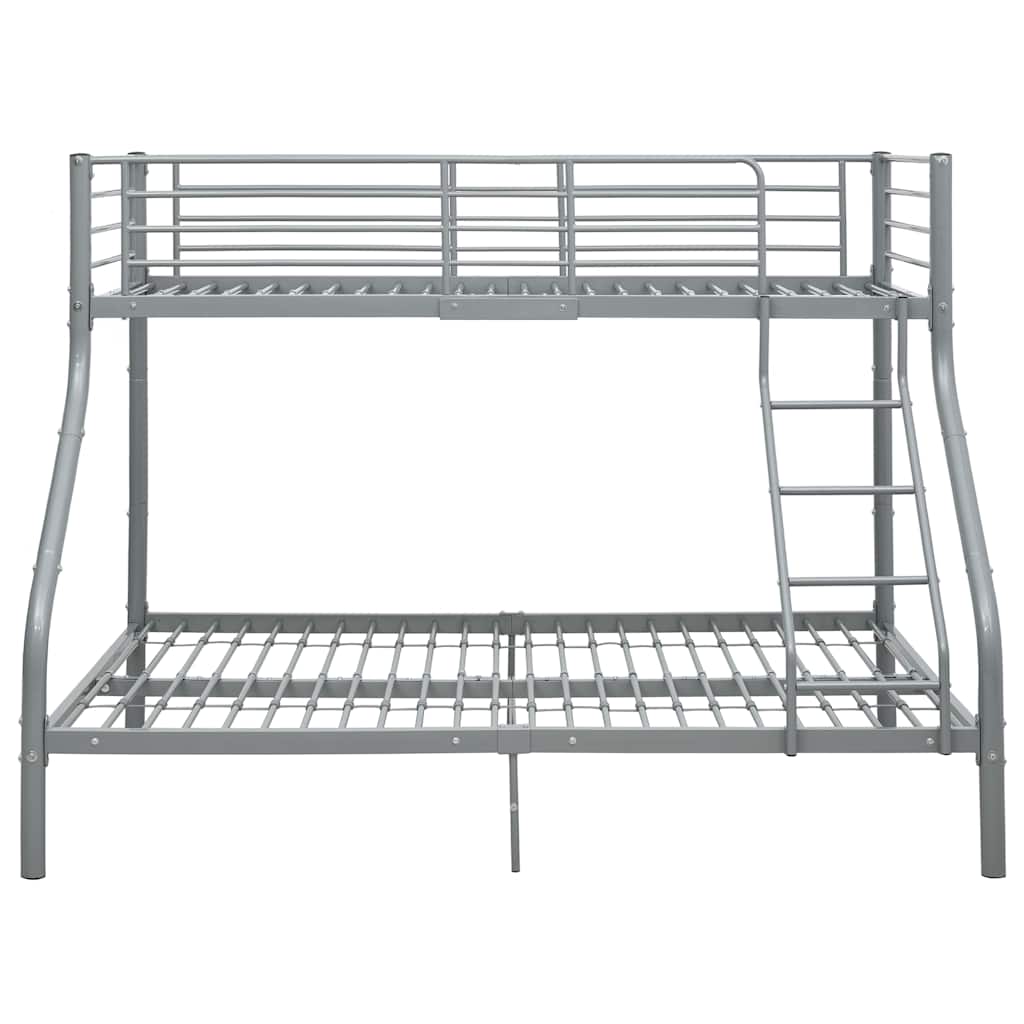 vidaXL Bunk Bed Frame without Mattress Grey Metal 140x200 cm/90x200 cm 3