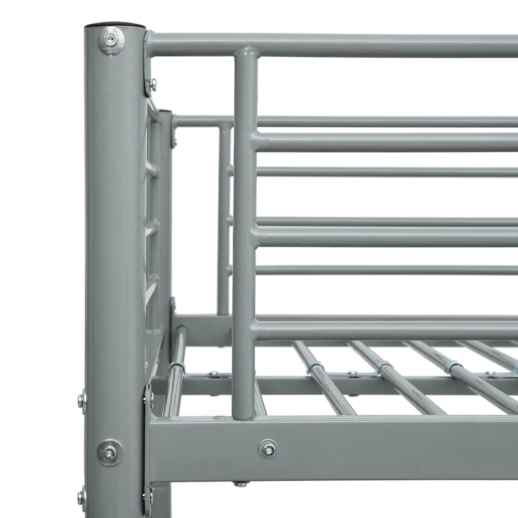 vidaXL Bunk Bed Frame without Mattress Grey Metal 140x200 cm/90x200 cm 5