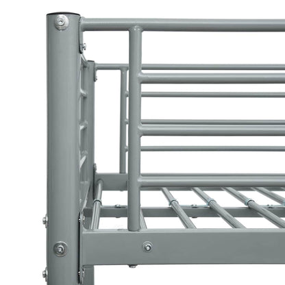 vidaXL Bunk Bed Frame without Mattress Grey Metal 140x200 cm/90x200 cm 5