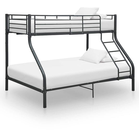 vidaXL Bunk Bed Frame without Mattress Black Metal 140x200 cm/90x200 cm 1