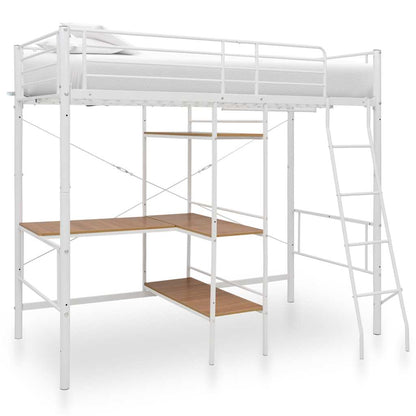 vidaXL Bunk Bed with Table without Mattress White Metal 90x200 cm 1