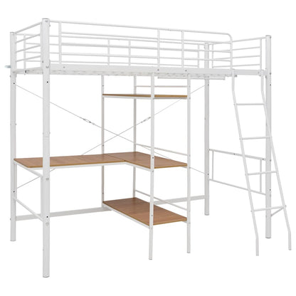 Bunk Bed with Table without Mattress Metal 90x200 cm White