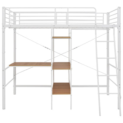 vidaXL Bunk Bed with Table without Mattress White Metal 90x200 cm 3