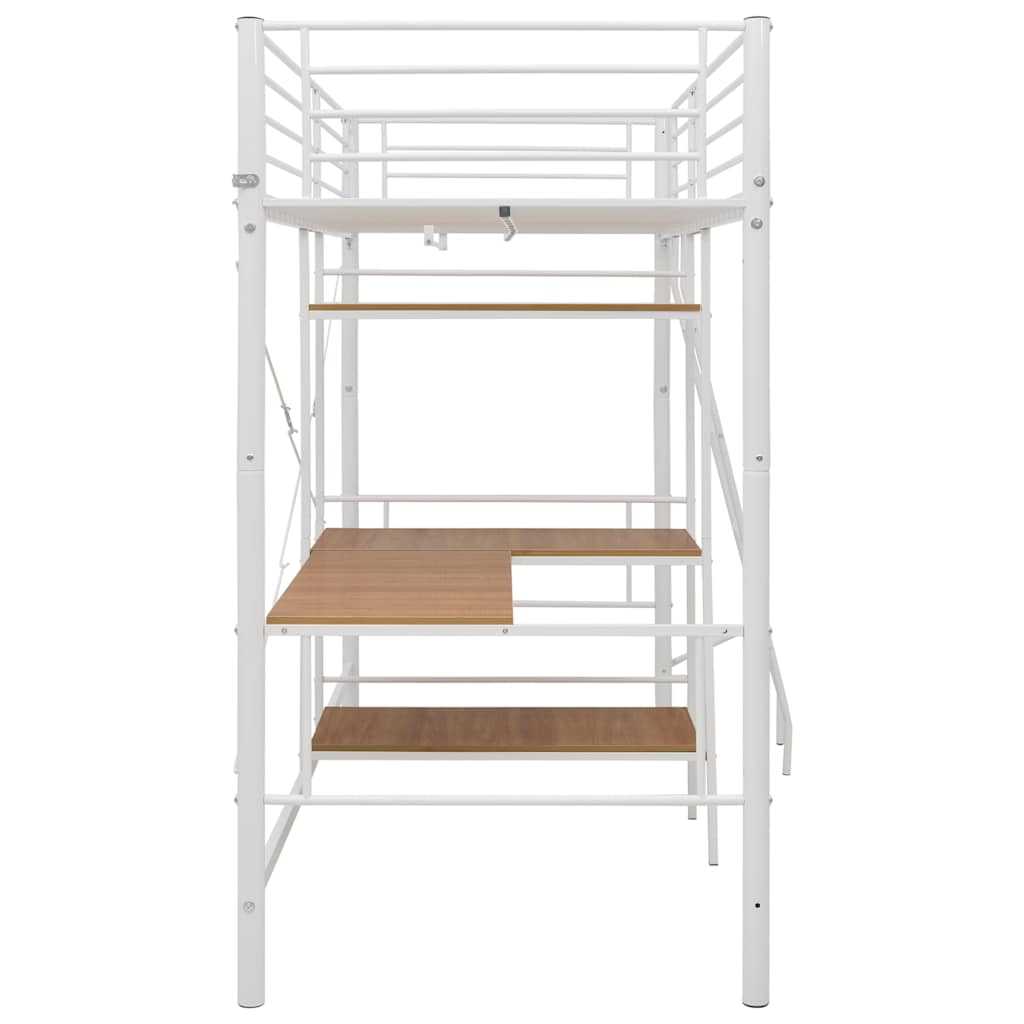 vidaXL Bunk Bed with Table without Mattress White Metal 90x200 cm 4