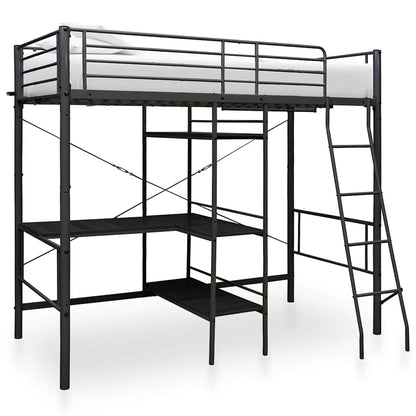vidaXL Bunk Bed with Table without Mattress Black Metal 90x200 cm 1