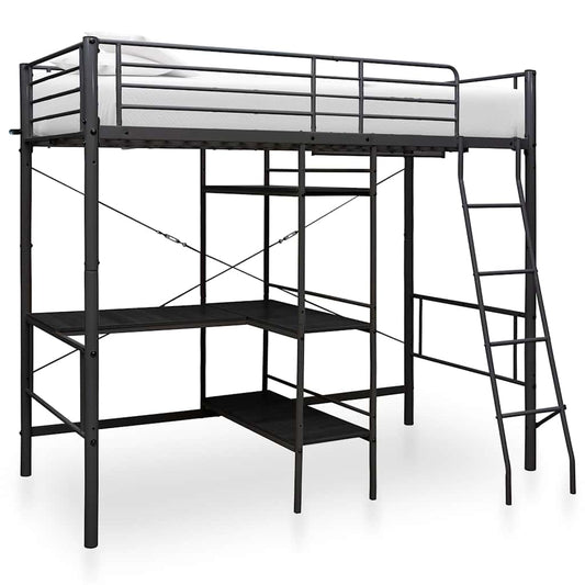 Bunk Bed with Table without Mattress Metal 90x200 cm Black