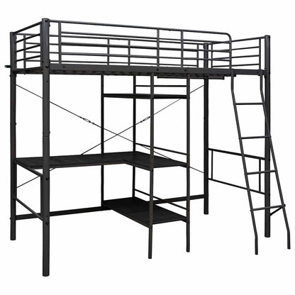 vidaXL Bunk Bed with Table without Mattress Black Metal 90x200 cm 2