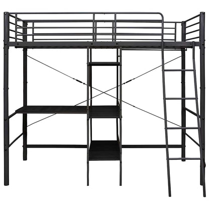 Bunk Bed with Table without Mattress Metal 90x200 cm Black