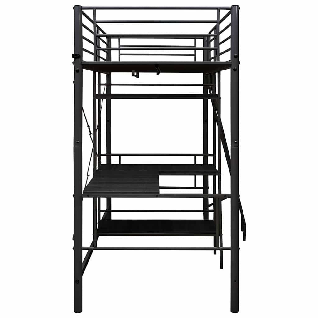 vidaXL Bunk Bed with Table without Mattress Black Metal 90x200 cm 4