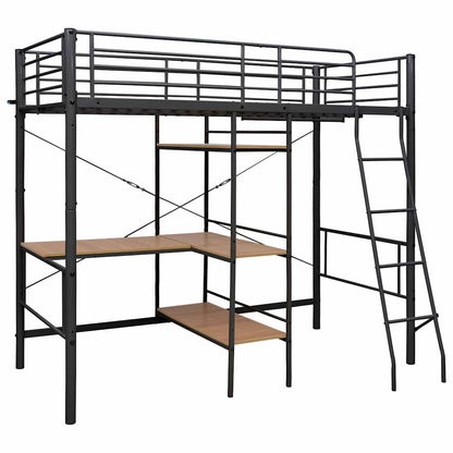 vidaXL Bunk Bed with Table without Mattress Grey Metal 90x200 cm 2