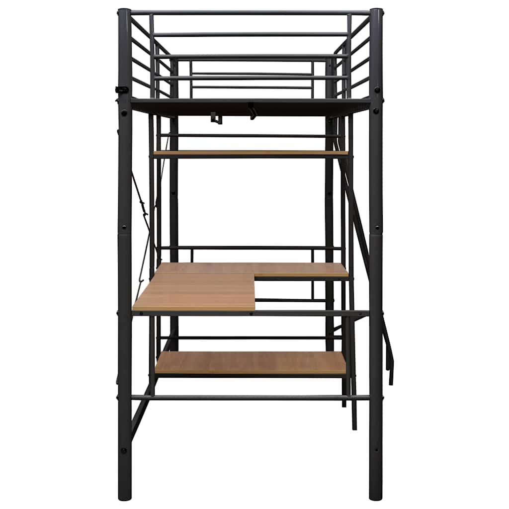 vidaXL Bunk Bed with Table without Mattress Grey Metal 90x200 cm 4