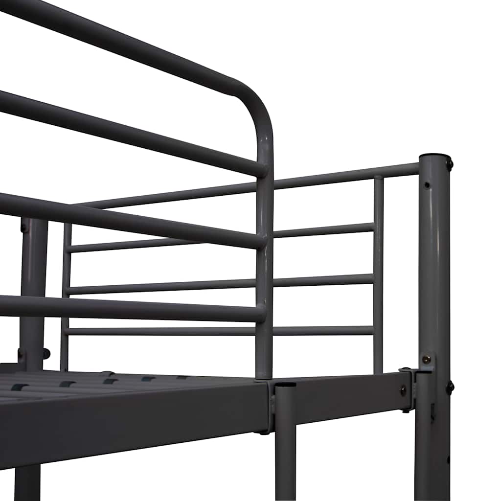 vidaXL Bunk Bed with Table without Mattress Grey Metal 90x200 cm 5