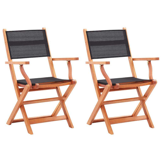 Folding Chairs Solid Eucalyptus Wood&Textilene 2