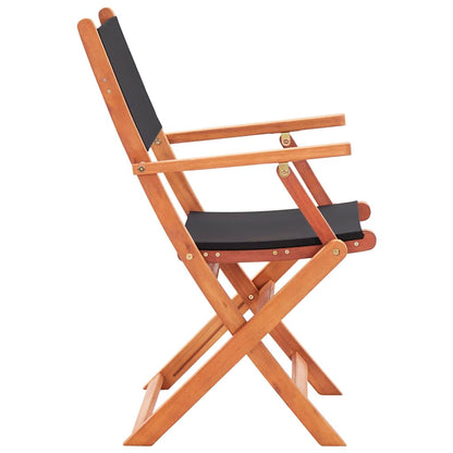 vidaXL Folding Chairs 4 pcs Black Solid Eucalyptus Wood and Textilene 4