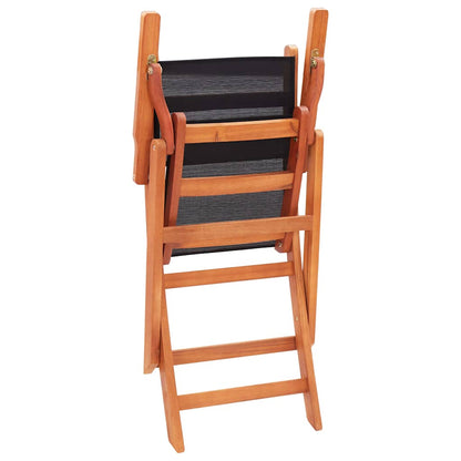 vidaXL Folding Chairs 4 pcs Black Solid Eucalyptus Wood and Textilene 6