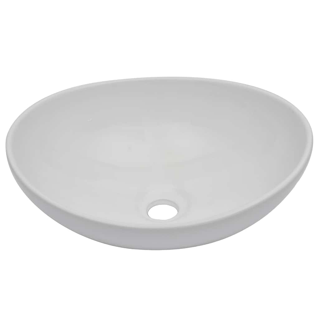 Two Bathroom Furniture Set Ceramic 2 pcs Grey 60 cm shelf and 40 cm oval-shaped basin