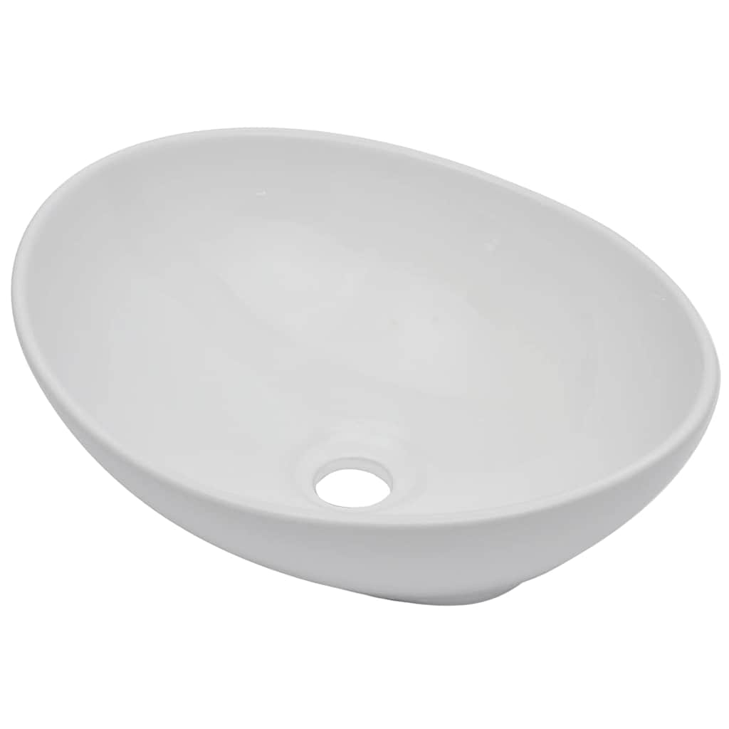 Two Bathroom Furniture Set Ceramic 2 pcs Grey 60 cm shelf and 40 cm oval-shaped basin