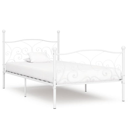 Bed Frame without Mattress with Slatted Base Metal White 100 x 200 cm