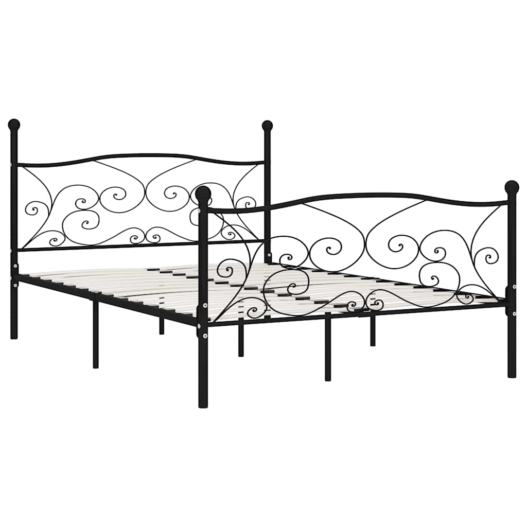 Bed Frame without Mattress with Slatted Base Metal Black 140 x 200 cm