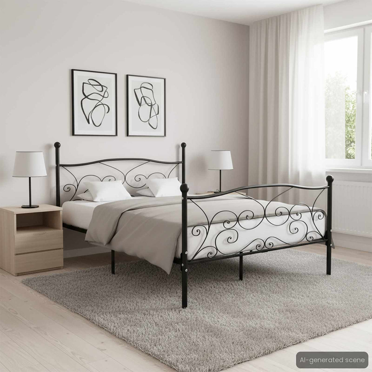 Bed Frame without Mattress with Slatted Base Metal Black 140 x 200 cm