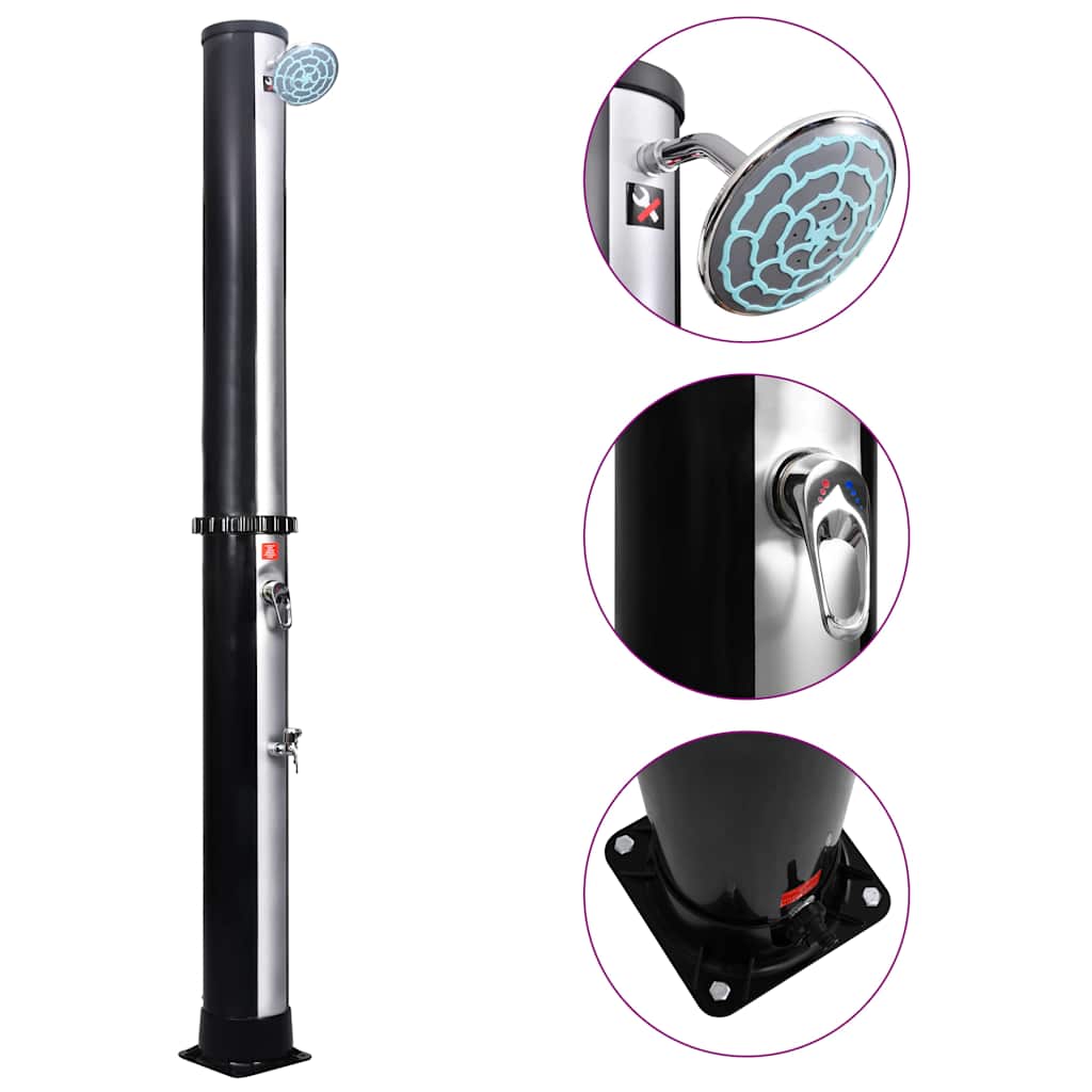 92391 vidaXL Outdoor Solar Shower with Shower Head and Faucet 40 L 1
