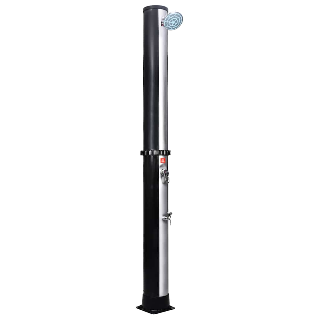 Outdoor Solar Shower with Shower Head and Faucet 40 L Black and silver