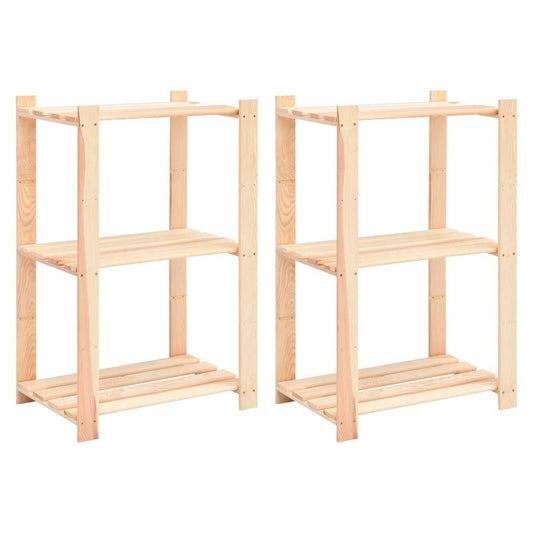 3-Tier Storage Racks 60x38x90 cm Solid Pinewood 150 kg 2