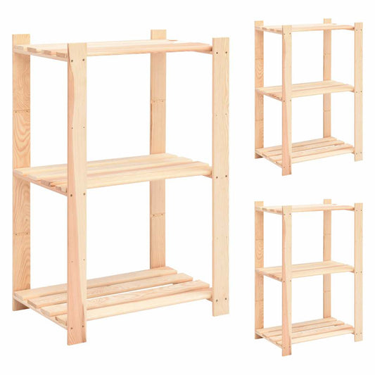 3-Tier Storage Racks 60x38x90 cm Solid Pinewood 150 kg 3