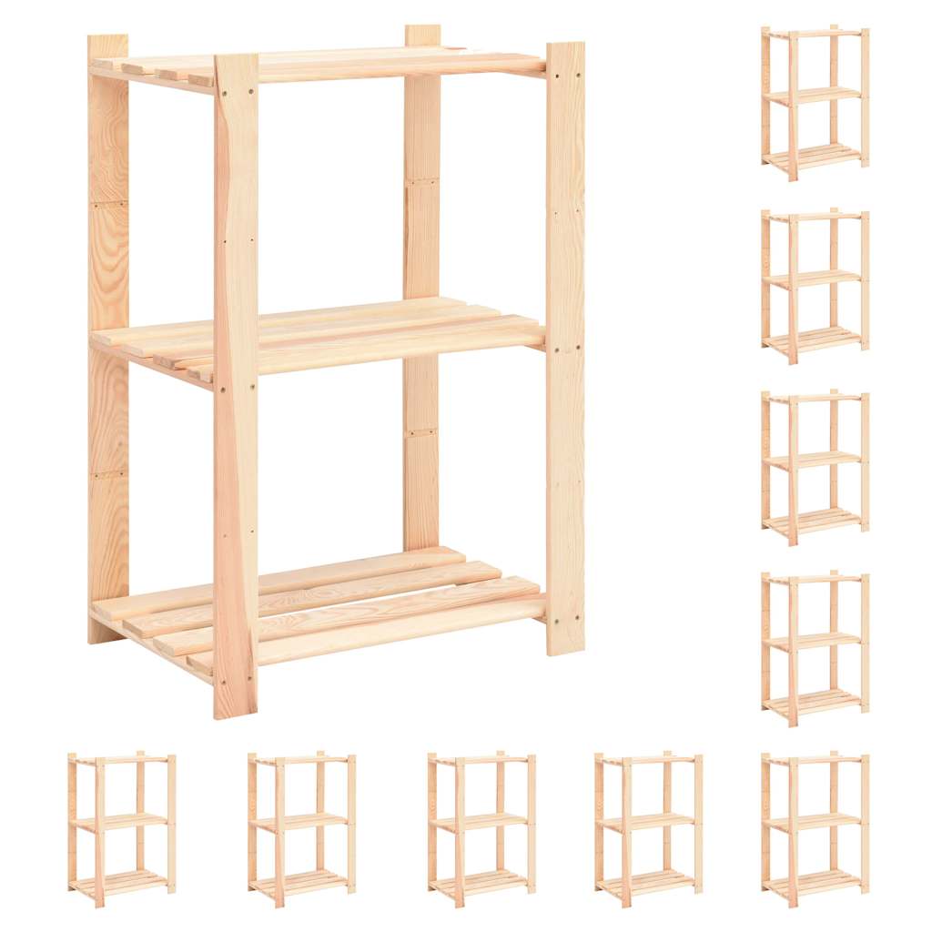 vidaXL 3-Tier Storage Racks 10 pcs 60x38x90 cm Solid Pinewood 150 kg 1