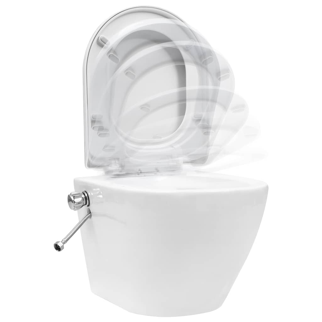 vidaXL Wall Hung Rimless Toilet with Bidet Function Ceramic White 3