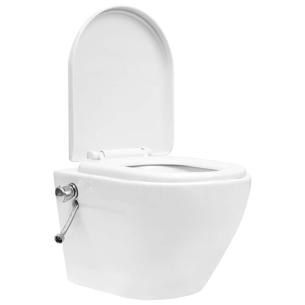 vidaXL Wall Hung Rimless Toilet with Bidet Function Ceramic White 5