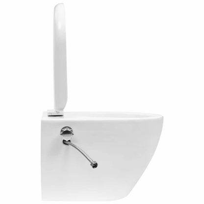 vidaXL Wall Hung Rimless Toilet with Bidet Function Ceramic White 6