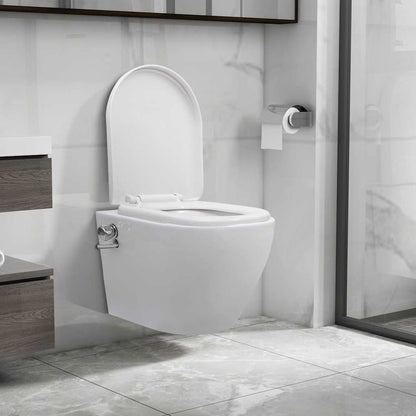 vidaXL Wall Hung Rimless Toilet with Bidet Function Ceramic White 1