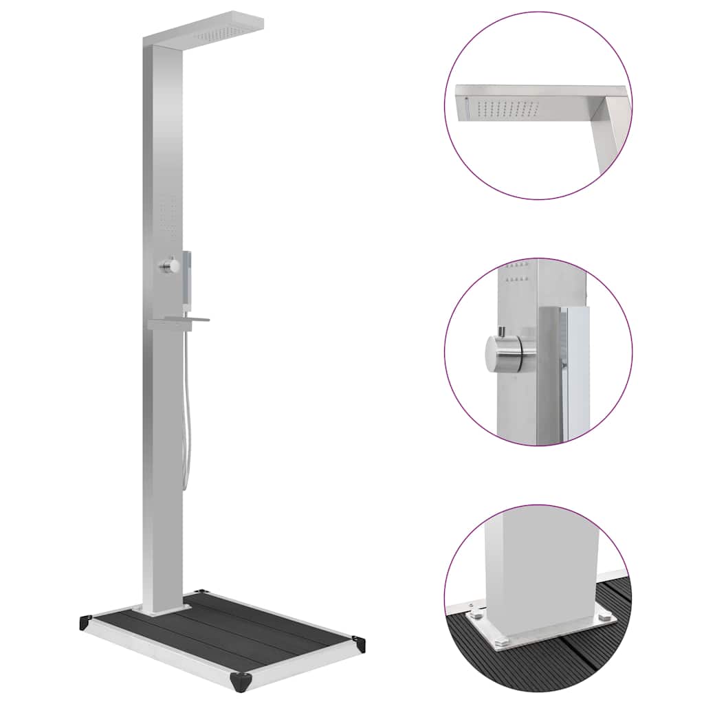 vidaXL Outdoor Shower with Tray WPC Stainless Steel 1