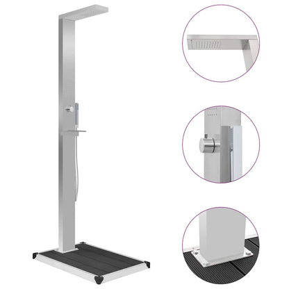 vidaXL Outdoor Shower with Tray WPC Stainless Steel 1