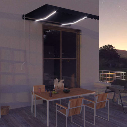 vidaXL Manual Retractable Awning with LED 300x250 cm Anthracite 1