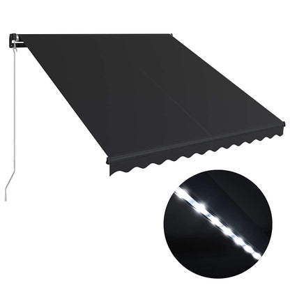 vidaXL Manual Retractable Awning with LED 350x250 cm Anthracite 2