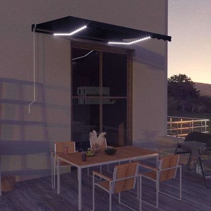 vidaXL Manual Retractable Awning with LED 350x250 cm Anthracite 1