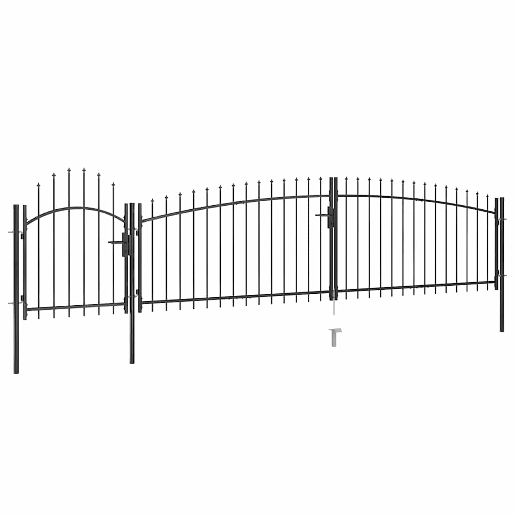 146322 vidaXL Garden Fence Gate "Woerden" with Spear Top 5x1 m Black 1