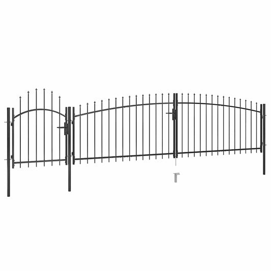 Garden Fence Gate "Woerden" with Spear Top 5x1 m Black 5 x 1.5 m