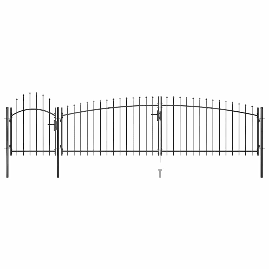 146322 vidaXL Garden Fence Gate "Woerden" with Spear Top 5x1 m Black 2