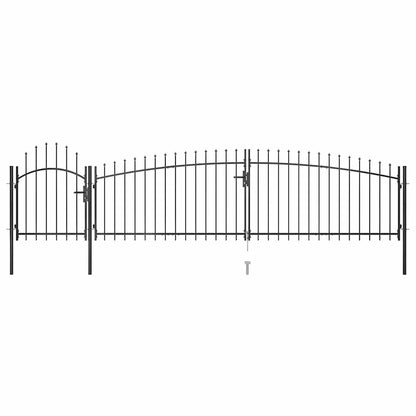 146322 vidaXL Garden Fence Gate "Woerden" with Spear Top 5x1 m Black 2