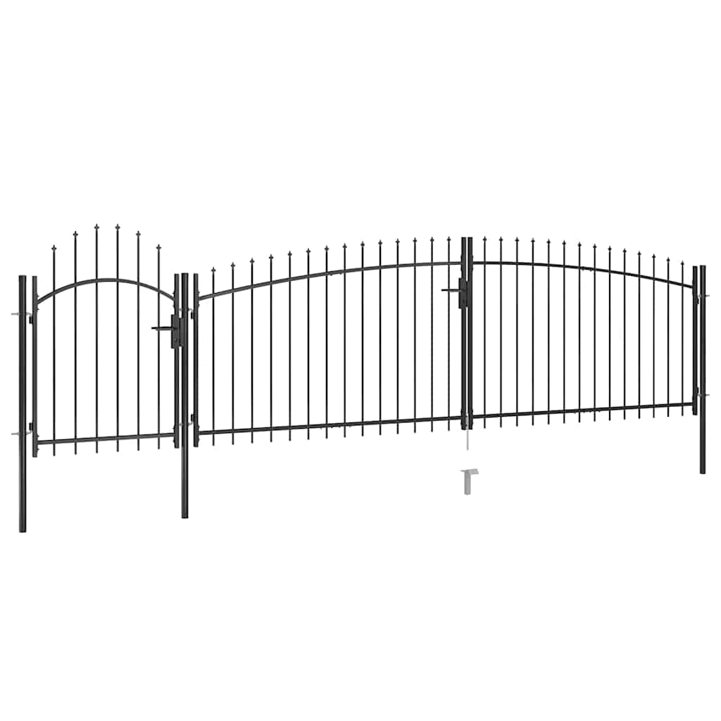 146323 vidaXL Garden Fence Gate "Woerden" with Spear Top 5x1,25 m Black 1