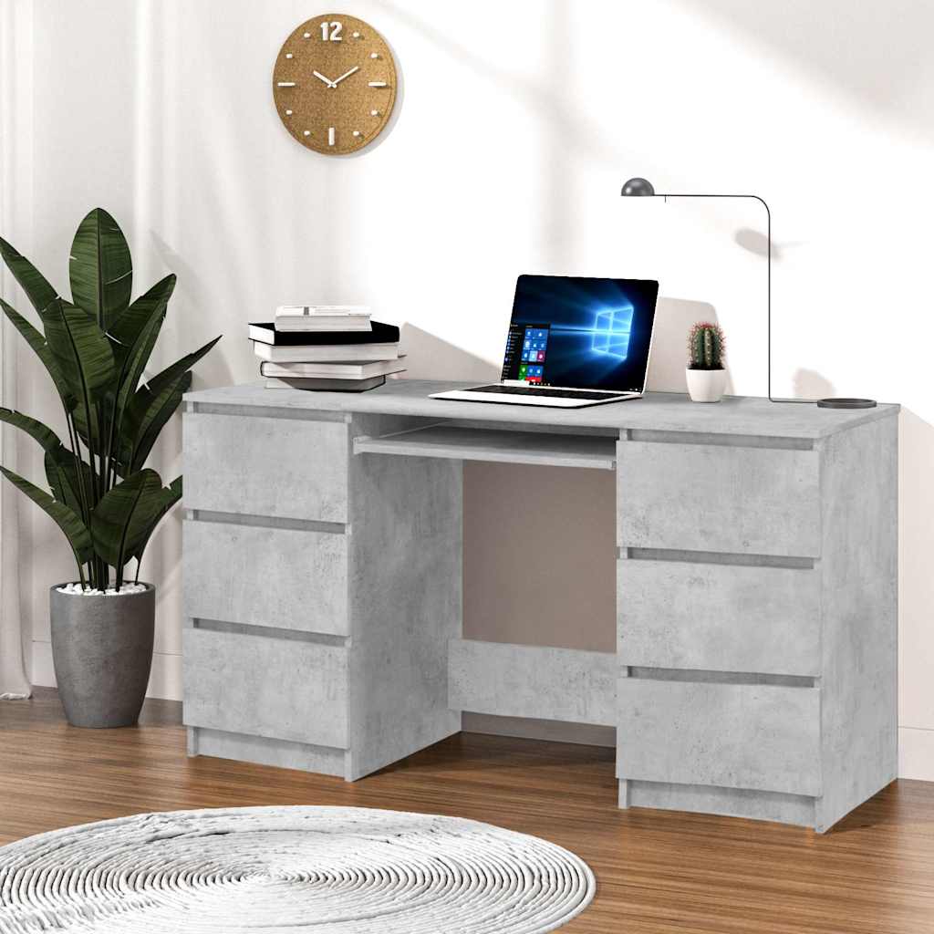 Writing Desk 140x50x77 cm Engineered Wood Concrete grey