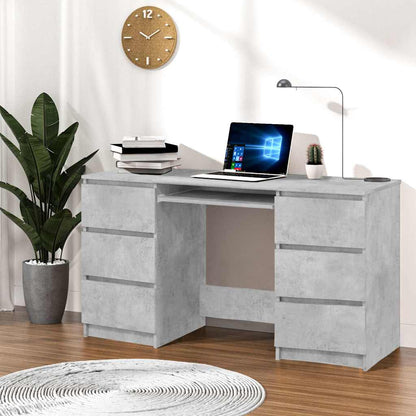 Writing Desk 140x50x77 cm Engineered Wood Concrete grey